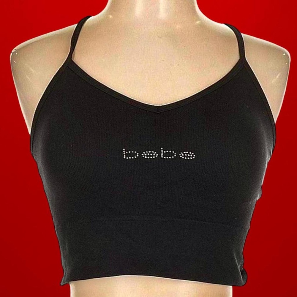 Brand NEW - Bebe black rhinestone logo crop top